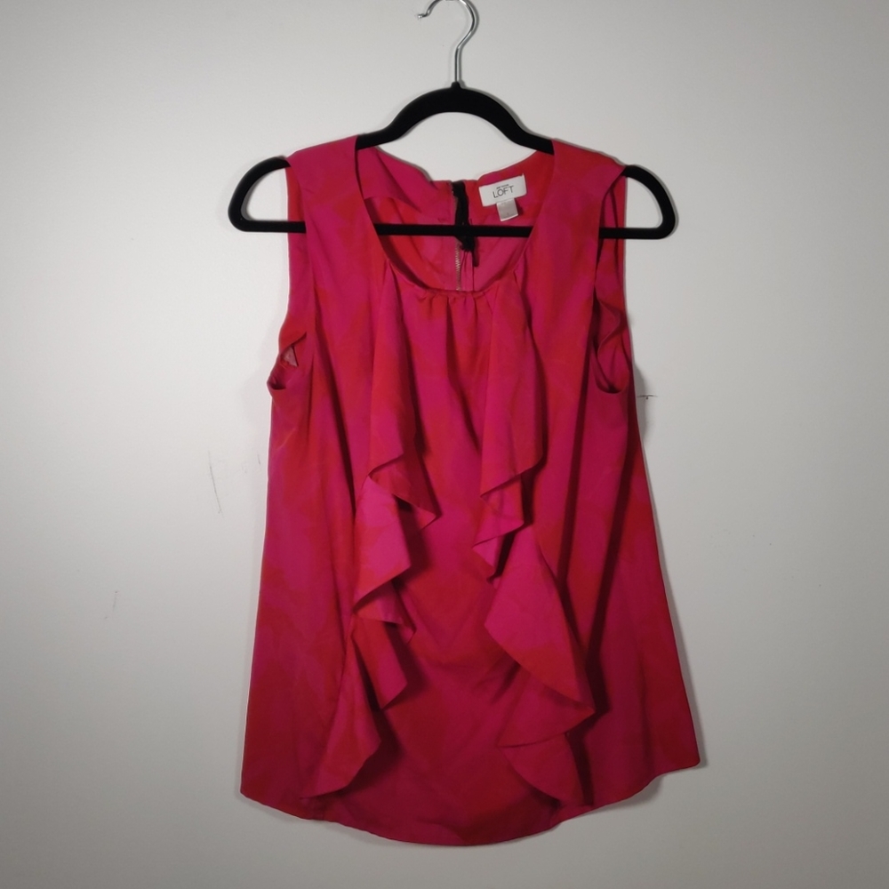 0001 Anne Taylor Hot Pink Sleeveless Dressy Tank